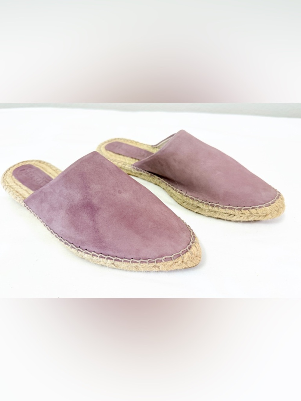 Freda Salvador Pink Suede Espadrille Mules 37 Slide Flats Leather